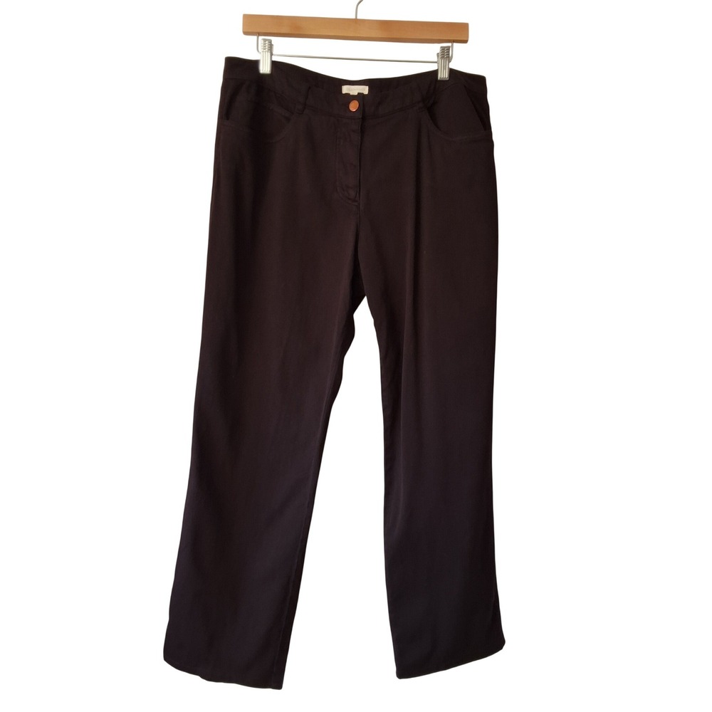 Eileen Fisher Women Large Organic Cotton Straight Leg Pant Minimalist Eco Casual